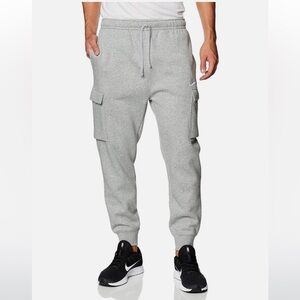 Nike Men's Light Gray Club Fleece Cargo Joggers Size L